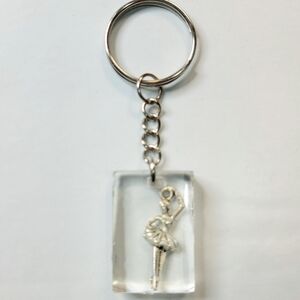 Elegant Silver Ballerina Resin Keychain Handmade
